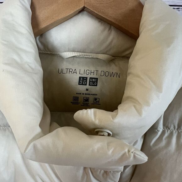 Uniqlo Ultra Light Down Puffer Jacket Women's Off White Cream M Snap - Picture 3 of 7